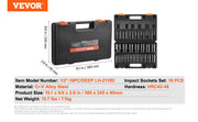 Load image into Gallery viewer, SucceBuy 19 Impact Socket Set 1/2" Impact Sockets Deep Socket 6-Point Sockets 1/2 Inches Drive Socket Impact 3/8 inch 1-1/2 inch