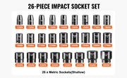 Bild in Galerie-Viewer laden, Amocart 1/2In 26Piece Impact Socket Set Impact Sockets Shallow Socket 6-Point Sockets 1/2 Inches Drive Socket Set Impact Metric