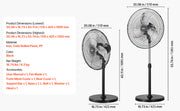 Charger l'image dans la visionneuse de galerie, Amocart Industrial Pedestal Fan 16/18/24 Inch 75-Degree Oscillating Fan Height Adjustable Standing Fans with 3 Adjustable Speed