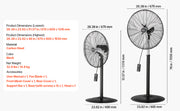 Charger l'image dans la visionneuse de galerie, Amocart Industrial Pedestal Fan 16/18/24 Inch 75-Degree Oscillating Fan Height Adjustable Standing Fans with 3 Adjustable Speed