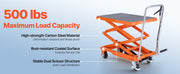 Load image into Gallery viewer, SucceBuy Hydraulic Lift Table 500lbs Capacity 47.2" Lifting Height Double Scissor Lift Table Cart with Wheels for Transportation