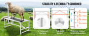 Charger l'image dans la visionneuse de galerie, SucceBuy Goat Sheep Stand 51x23in Livestock Stand Metal Livestock Milking and Shearing Stand 21" to 33" Adjustable Height White