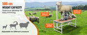 Charger l'image dans la visionneuse de galerie, SucceBuy Goat Sheep Stand 51x23in Livestock Stand Metal Livestock Milking and Shearing Stand 21" to 33" Adjustable Height White