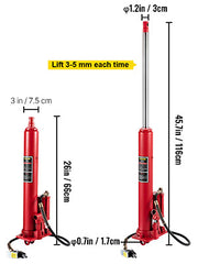 Bild in Galerie-Viewer laden, Amocart Hydraulic/Pneumatic Long Ram Jack 8 Tons/17363 lbs Capacity with Single Piston Pump & Clevis Base Manual Cherry Picker