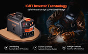 Bild in Galerie-Viewer laden, SucceBuy MIG Welder 130Amp Synergic Mig Welding Machine Gasless Flux Core Welder Portable Mig Welder with Digital Display Screen