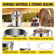 Bild in Galerie-Viewer laden, Amocart 3 5 8 Gal Distiller Moonshine Alcohol Brew Water Wine Essential Oil Brewing Kit Stainless Copper with Pump for Home DIY