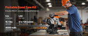 Charger l'image dans la visionneuse de galerie, Amocart 20V Portable Band Saw 2.5-In/5-In Deep Cut 360W Bandsaw 0-120/192 m/min Variable Speed with Brushless Motor Hang Hooks