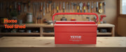 Charger l'image dans la visionneuse de galerie, Amocart Metal Tool Box 2-Tier 3-Tray Portable Folding Tool Chest Organizer with Handle & Lock Toolbox for Factory Repair Shop