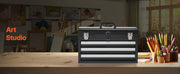 Bild in Galerie-Viewer laden, Amocart 20in 3-Drawer Metal Tool Box Black/Red Tool Chest with EVA Liners Multifunction Tool Organizer for Garage & Workshop