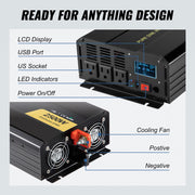 Load image into Gallery viewer, Amocart Pure Sine Wave Power Inverter 2500W/3500W/5000W 12V DC to 120V AC Aluminum Alloy LCD Screen & LED Indicators Power Use
