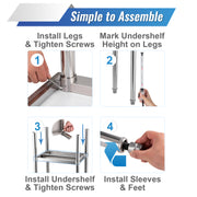 Charger l'image dans la visionneuse de galerie, Amocart 24 x 24 in Stainless Steel Kitchen Worktable shelves Commercial Work Bench Table with Caster Wheels for Home Kitchen