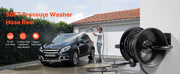 Bild in Galerie-Viewer laden, Amocart Pressure Washer Hose Reel 50 ftx3/8 in Steel Bracket-Mounted 4000PSI Max Manual Power Hand Crank for Car/Floor Washing