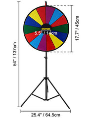 Charger l'image dans la visionneuse de galerie, Amocart 18 Inch Tabletop Color Prize Wheel w/ Folding Tripod Floor Stand 14 Slots Dry Erase for Win Fortune Spinning Stand Game