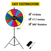 Charger l'image dans la visionneuse de galerie, Amocart 18 Inch Tabletop Color Prize Wheel w/ Folding Tripod Floor Stand 14 Slots Dry Erase for Win Fortune Spinning Stand Game