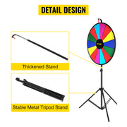 Charger l'image dans la visionneuse de galerie, Amocart 18 Inch Tabletop Color Prize Wheel w/ Folding Tripod Floor Stand 14 Slots Dry Erase for Win Fortune Spinning Stand Game