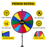 Charger l'image dans la visionneuse de galerie, Amocart 18 Inch Tabletop Color Prize Wheel w/ Folding Tripod Floor Stand 14 Slots Dry Erase for Win Fortune Spinning Stand Game
