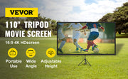 Load image into Gallery viewer, Amocart 60 70 80 90 100 110 in Tripod Projector Screen W/ Stand 16:9 4K HD Portable Home Cinema for Indoor & Outdoor Projection