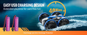 Charger l'image dans la visionneuse de galerie, Amocart Blue/Yellow Amphibious RC Car Boat 2.4GHz 12 km/h Electric Remote Control 360° Rotating Stunt Car Water Beach Pool Toys