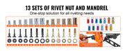 Charger l'image dans la visionneuse de galerie, Amocart 14" 16" Rivet Nut Tool Rivnut Tool Kit with Metric and SAE Mandrels 70PCS/186PCS Rivet Nuts With Rugged Carrying Case