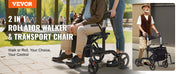 Charger l'image dans la visionneuse de galerie, Amocart 2 in 1 Rollator Walker & Transport Chair for Seniors Folding Rolling Walker Wheelchair Combo & Aluminum Mobility Walker