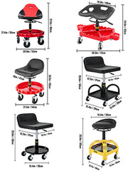 Bild in Galerie-Viewer laden, Amocart Rolling Garage Stool Car Detailing Stool Adjustable Height Mechanic Seat With Tool Tray Workshop Auto Repair Shop Stool