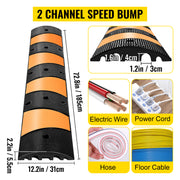 Load image into Gallery viewer, Amocart Rubber Speed Bump 2 Channel Speed Bump Hump 72.8x12.2x2.2 Garage Cable Ramp for Asphalt Concrete Gravel Driveway-6 FT