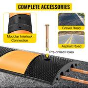Load image into Gallery viewer, Amocart Rubber Speed Bump 2 Channel Speed Bump Hump 72.8x12.2x2.2 Garage Cable Ramp for Asphalt Concrete Gravel Driveway-6 FT