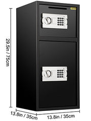 Charger l'image dans la visionneuse de galerie, Amocart 33" Double Door Safe Deposit Box Secret Hidden Piggy Bank Steel Separate Storage Space Electronic Lock for Office Home
