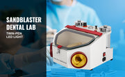 Charger l'image dans la visionneuse de galerie, Amocart Dental Lab Sandblaster Equipment 2 Pen+2 Tanks with LED Light Large View Window Foot Pedal Control for Removing Oxides