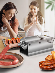 Bild in Galerie-Viewer laden, Amocart 3L Horizontal Sausage Stuffer Manual Sausage Maker Stainless Steel With 5 Filling Nozzles For Home & Commercial Use