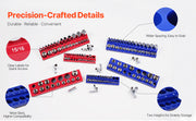 Bild in Galerie-Viewer laden, Amocart 6pcs/8pcs Blue+Red Magnetic Socket Organizer Set 3/8'' 1/2'' Metric SAE Socket Trays with Clear Labels for Tool Box