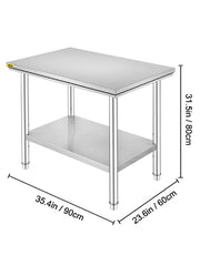 Bild in Galerie-Viewer laden, Amocart Stainless Steel Kitchen Work Bench Commercial Catering Table Worktable w/Undershelf 330LBS 286LBS for Restaurant Garage