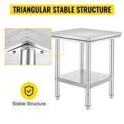 Bild in Galerie-Viewer laden, Amocart Stainless Steel Kitchen Work Bench Commercial Catering Table Worktable w/Undershelf 330LBS 286LBS for Restaurant Garage