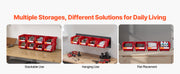Charger l'image dans la visionneuse de galerie, Amocart Wall Mounted Storage Bins 12 Plastic Bins & 3 Metal Rails Hanging Stackable Garage Workshop Nails Tools Organizer Box