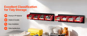 Charger l'image dans la visionneuse de galerie, Amocart Wall Mounted Storage Bins 12 Plastic Bins & 3 Metal Rails Hanging Stackable Garage Workshop Nails Tools Organizer Box