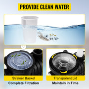 Charger l'image dans la visionneuse de galerie, Amocart Swimming Pool Pump 110V/220V 5544GPH Powerful Self-priming for In/Above Ground Pool Water Circulation Strainer Basket
