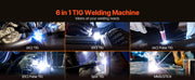 Charger l'image dans la visionneuse de galerie, Amocart TIG Welder 200A 6-In-1 Welding Machine AC TIG/DC TIG/DC Pulse Spot MMA Stick Electric Welder with Synergic Control IGBT