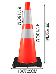Charger l'image dans la visionneuse de galerie, Amocart 36 in 6 Pack PVC Traffic Safety Parking Cones Reflective Collars Higher Warning for Traffic Control Construction Sites