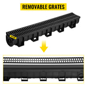 Load image into Gallery viewer, Amocart Drainage Trench Driveway Channel Drain With Plastic Grate 3-5 Pack HDPE Floor Drain Trench Drain Grate For Garden