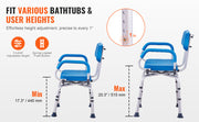 Bild in Galerie-Viewer laden, Amocart Swivel Shower Chair 360 Degree Adjustable with Armrest and Backrest for Shower or Bathtub Non-Slip for Elderly Disabled