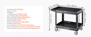 Charger l'image dans la visionneuse de galerie, Amocart 550 lbs Utility Service Cart Two-Shelf Plastic Hand Dolly Cart with 360° Swivel Wheels for Warehouse Garage Cleaning