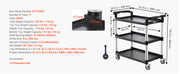 Load image into Gallery viewer, Amocart 3-Tier 300/500Lbs Rolling Utility Cart Storage Rack with Swivel Wheels Food Service Trolley for Office Kitchen Bathroom