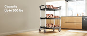 Load image into Gallery viewer, Amocart 3-Tier 300/500Lbs Rolling Utility Cart Storage Rack with Swivel Wheels Food Service Trolley for Office Kitchen Bathroom