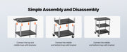 Load image into Gallery viewer, Amocart 300lbs Utility Service Cart Three-Shelf Plastic Rolling Hand Cart with 360° Swivel Wheels for Warehouse Garage Cleaning