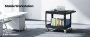 Charger l'image dans la visionneuse de galerie, Amocart 550 lbs Utility Service Cart Two-Shelf Plastic Hand Dolly Cart with 360° Swivel Wheels for Warehouse Garage Cleaning