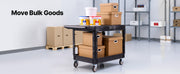 Charger l'image dans la visionneuse de galerie, Amocart 550 lbs Utility Service Cart Two-Shelf Plastic Hand Dolly Cart with 360° Swivel Wheels for Warehouse Garage Cleaning