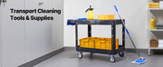 Charger l'image dans la visionneuse de galerie, Amocart 550 lbs Utility Service Cart Two-Shelf Plastic Hand Dolly Cart with 360° Swivel Wheels for Warehouse Garage Cleaning