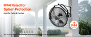Charger l'image dans la visionneuse de galerie, Amocart Industrial Wall Mount Fan High Velocity Waterproof Wall Fan with Aluminum Blades for Workshop Warehouse Greenhouse