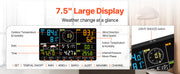 Charger l'image dans la visionneuse de galerie, Amocart 7-in-1 Wi-Fi Weather Station 7.5 in Color Display + Solar Wireless Outdoor Sensor Alarm Alerts for Temperature Humidity