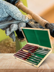 Bild in Galerie-Viewer laden, Amocart 8PCS+1 Free HSS Lathe Chisel Set for Wood Turning Root Furniture Carving Knife 6.89" Blade 16.14" Chisel With Tool Box